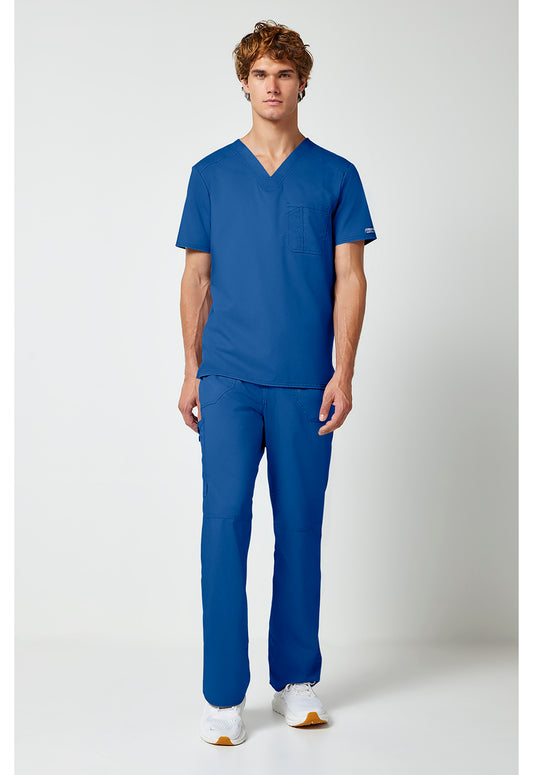 Cherokee Workwear Revolution Mens 1-Pocket Tuck In V-Neck Scrub Top with NYC Health + Hospitals | Nursing Logo