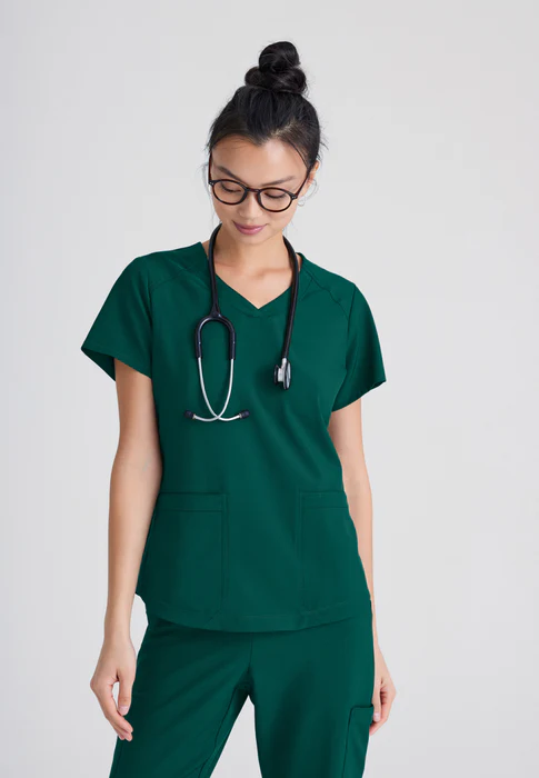 Grey's Anatomy Evolve Stretch Rhythm 2-Pocket Piped V-Neck Scrub Top