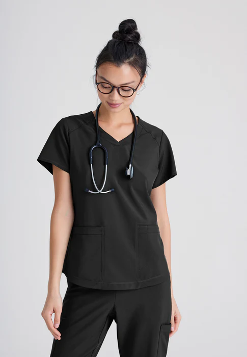 Grey's Anatomy Evolve Stretch Rhythm 2-Pocket Piped V-Neck Scrub Top