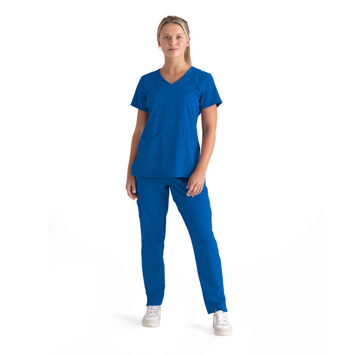 Blusa médica con cuello en V curvo Serena de licra elástica de Grey's Anatomy