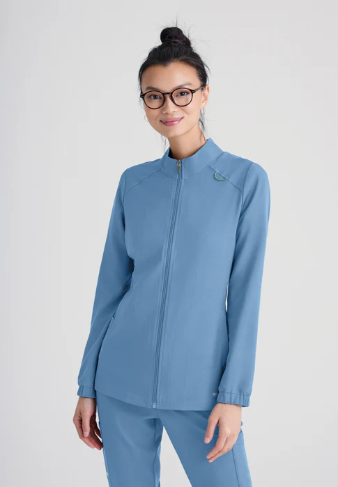 Grey's Anatomy Evolve Stretch Virtue Banded Stand-Up Collar Warm-Up Scrub Jacket