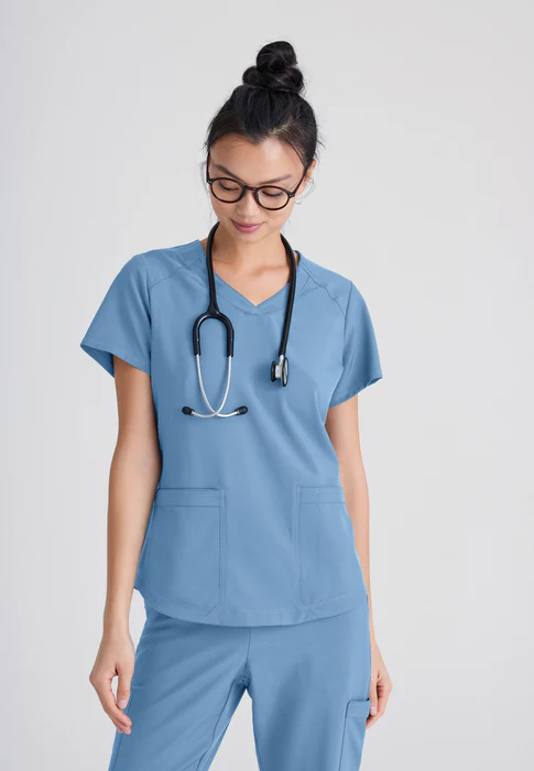 Grey's Anatomy Evolve Stretch Rhythm 2-Pocket Piped V-Neck Scrub Top
