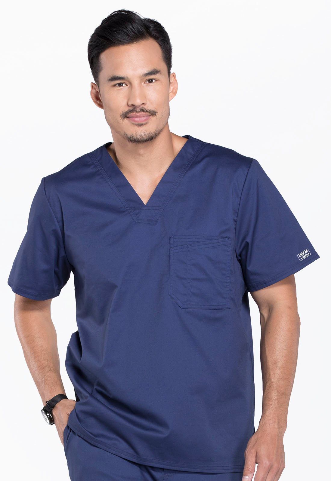Haut de travail Cherokee Workwear Core Stretch pour homme, col en V, une poche, à rentrer dans le pantalon