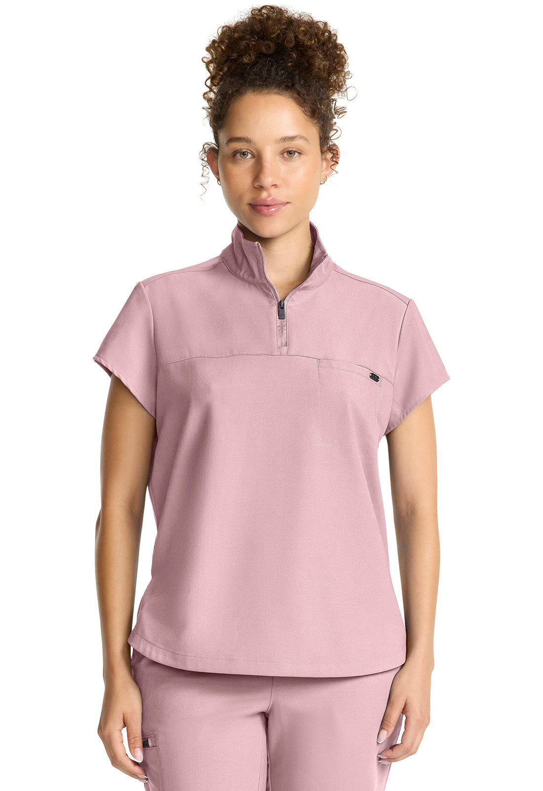 Healing Hands Quest Bella Partial Zip Stand Collar Tuck In Scrub Top