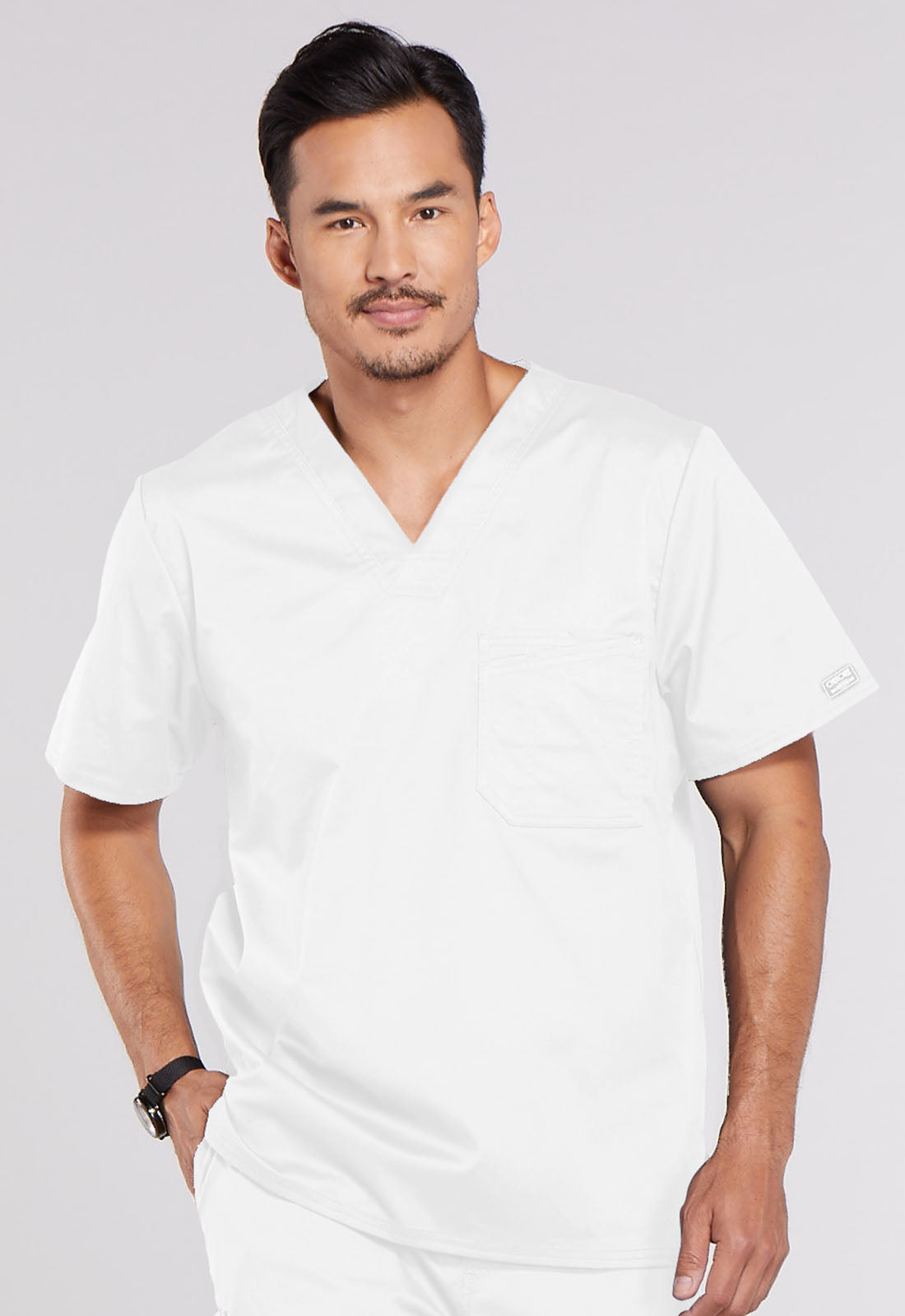 Haut de travail Cherokee Workwear Core Stretch pour homme, col en V, une poche, à rentrer dans le pantalon