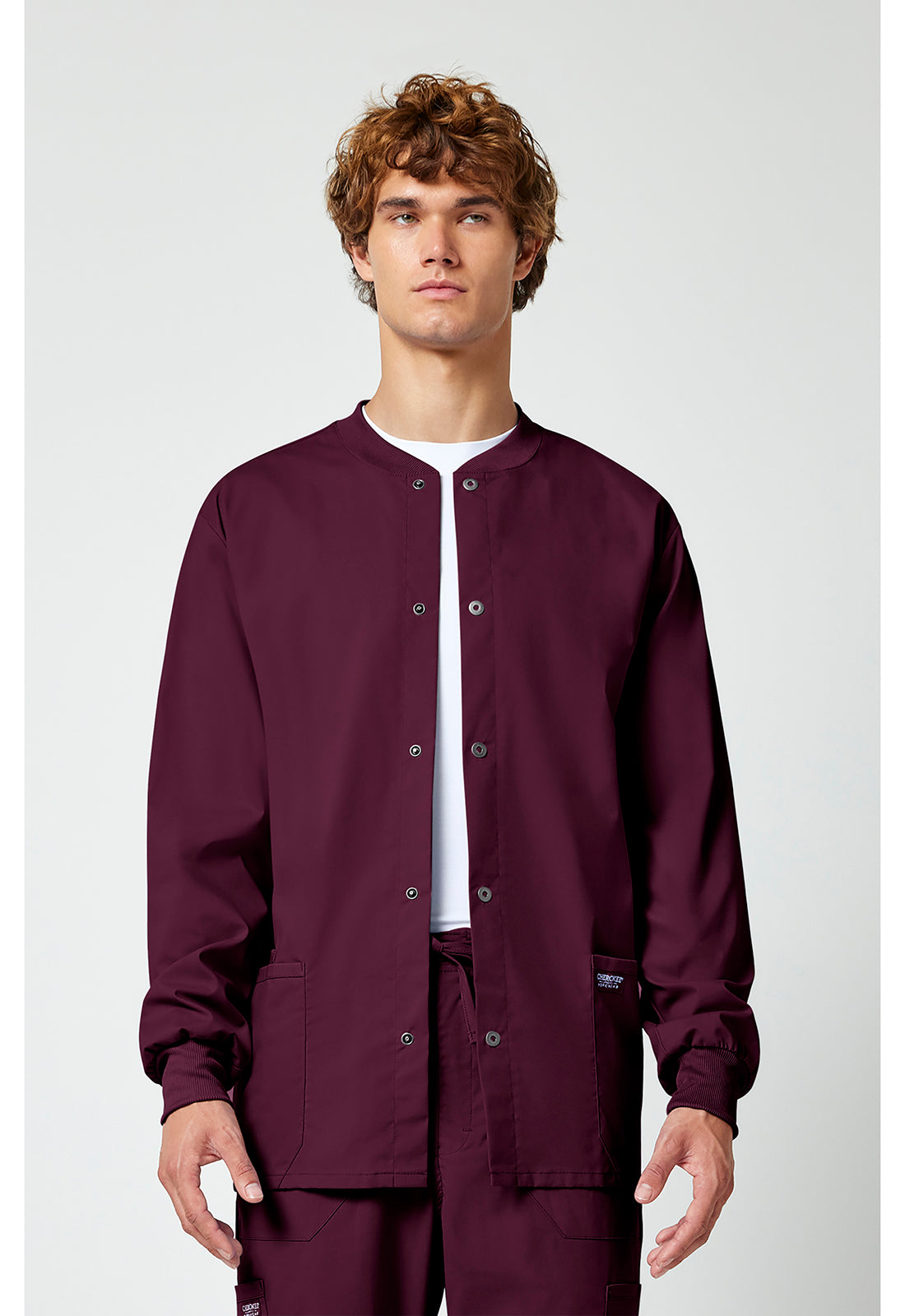 Cherokee Workwear Professionals Mens Snap Front Scrub Jacket