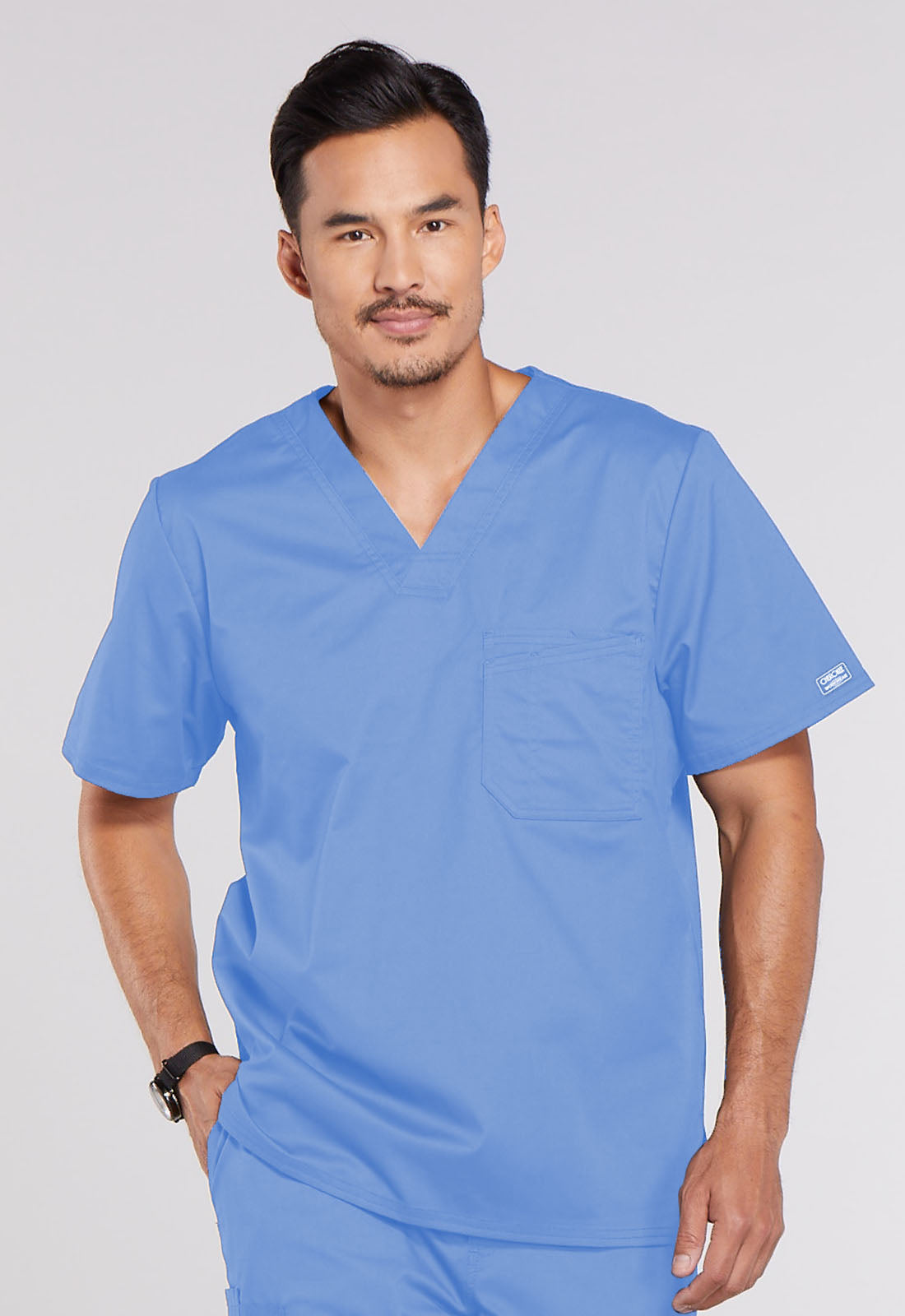 Haut de travail Cherokee Workwear Core Stretch pour homme, col en V, une poche, à rentrer dans le pantalon