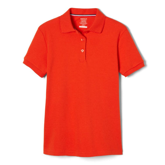 French Toast Girls Short Sleeve Interlock Polo with Picot Collar
