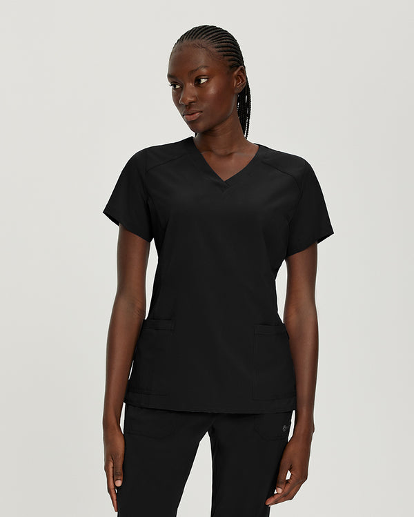 White Cross Fit 2-Pocket V-Neck Scrub Top