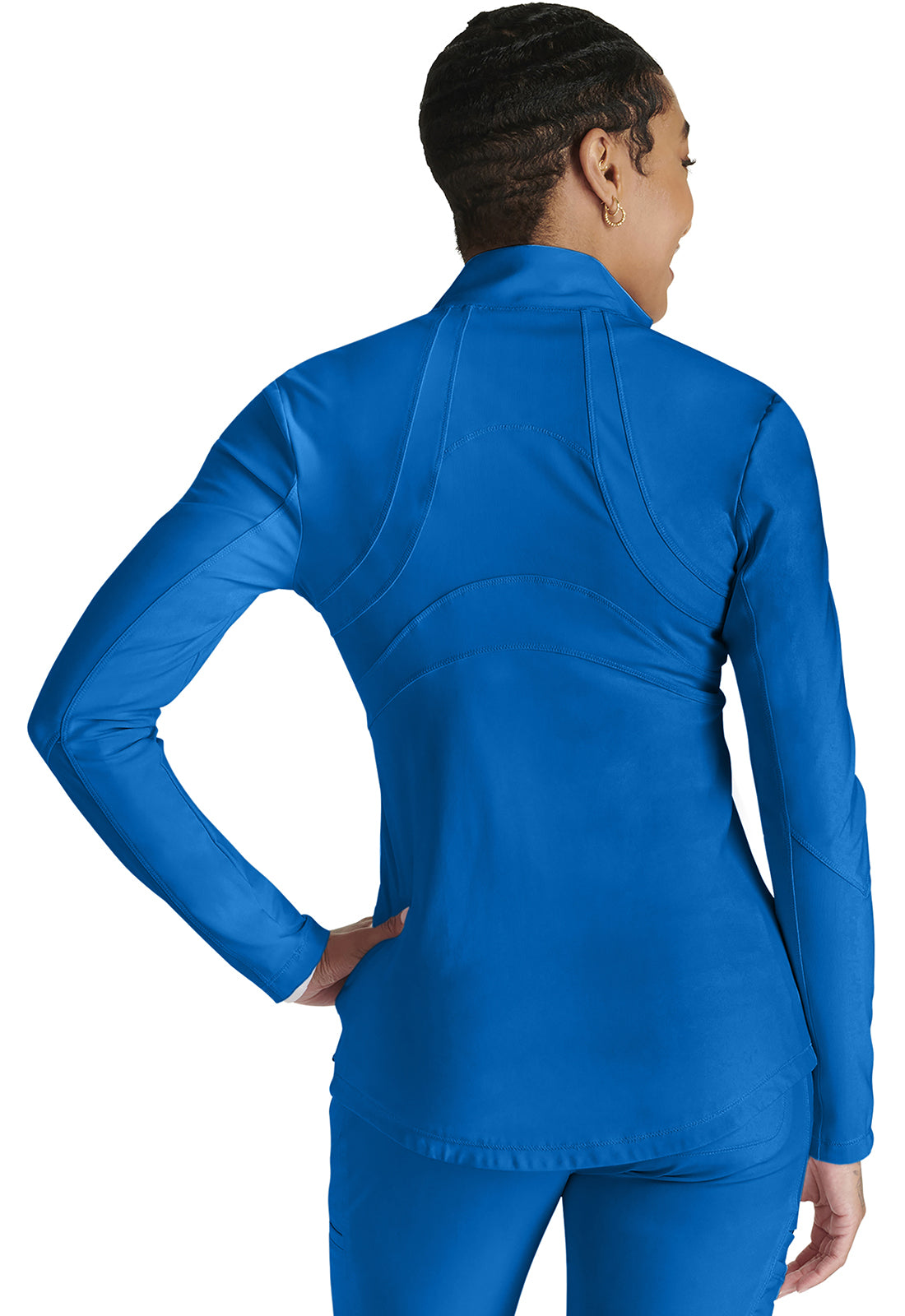 Chaqueta médica de malla con cierre frontal y forma Cherokee