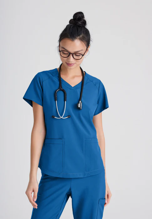Grey's Anatomy Evolve Stretch Rhythm 2-Pocket Piped V-Neck Scrub Top