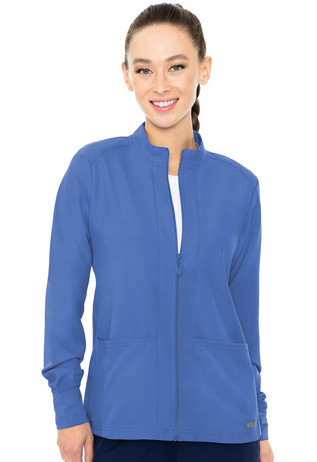 Med Couture Insight Zip Front Warm-Up With Shoulder Yokes Scrub Jacket