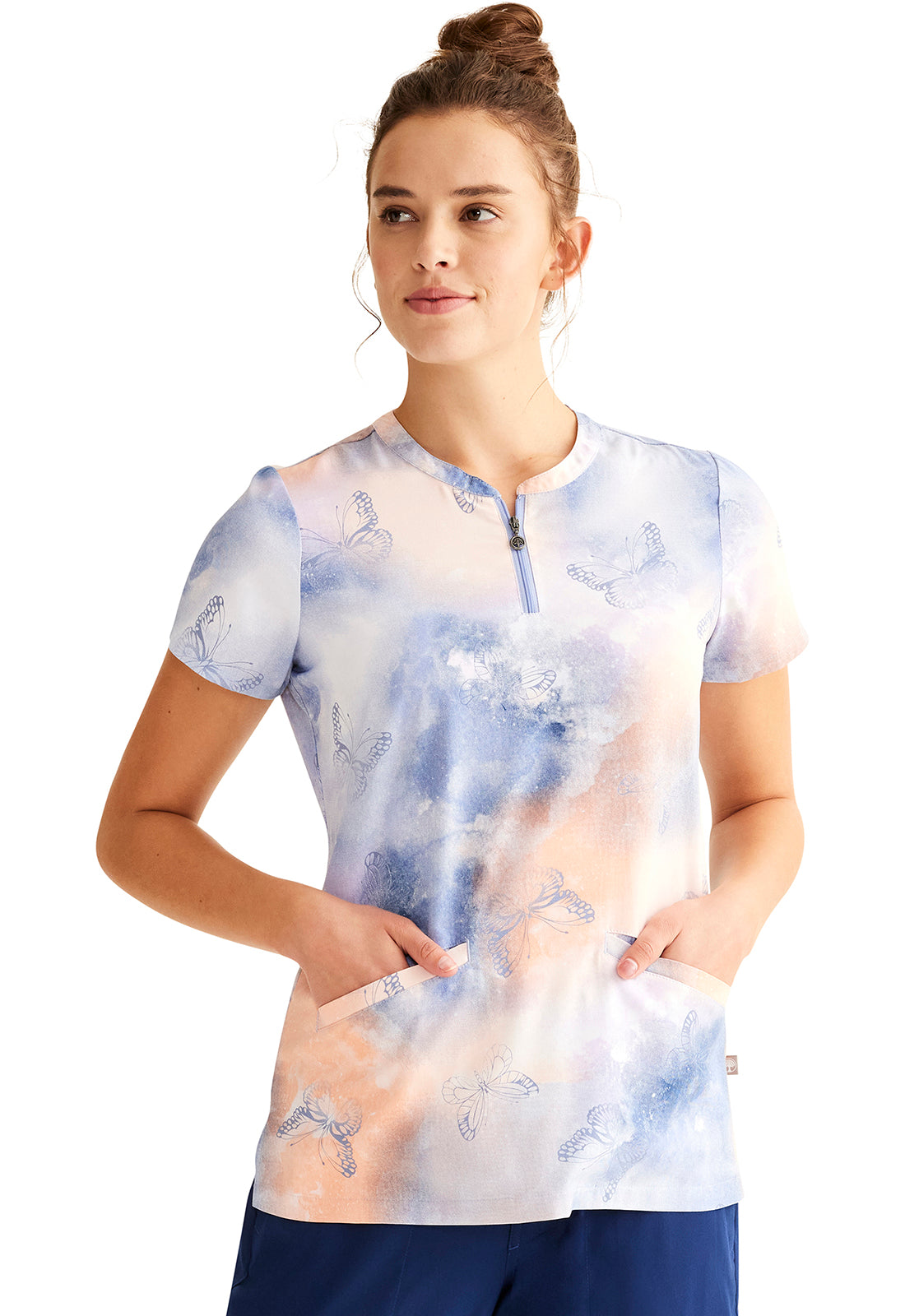Healing Hands Limited Edition Whimsical Sky Ivy Printed Scrub Top