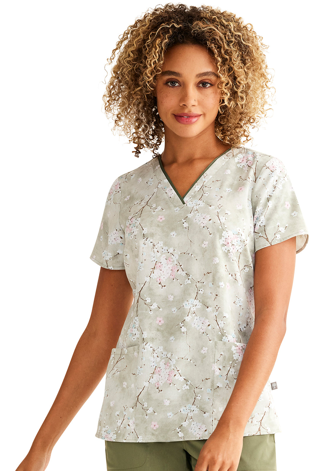 Healing Hands Purple Label Charmed Florals Amanda Printed Scrub Top