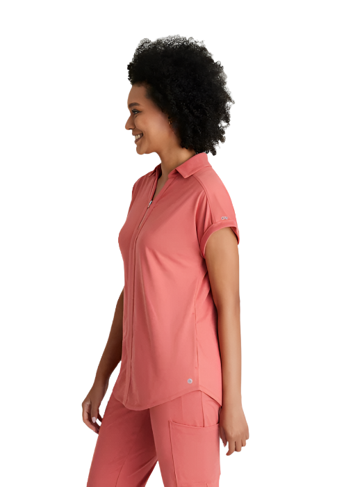 Barco One Performance Knit Engage Pro 2-Pocket Zip Neck Dolman Scrub Top