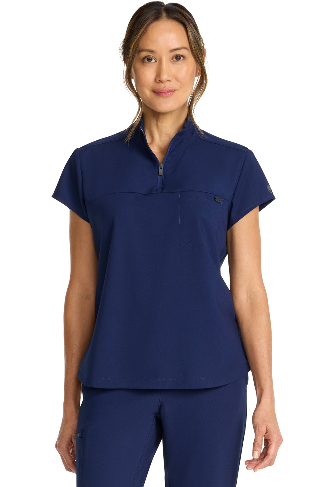 Healing Hands Quest Bella Partial Zip Stand Collar Tuck In Scrub Top
