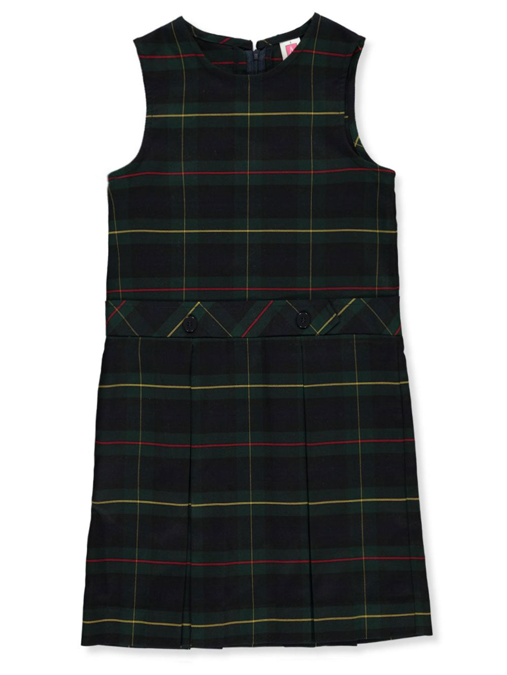 A+ Girls Plaid High Neck 2 Pleat Jumper