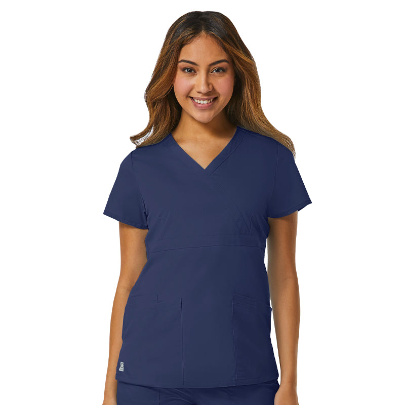 Blusa médica cruzada Maevn EON con cuello alto y blusa médica Empire