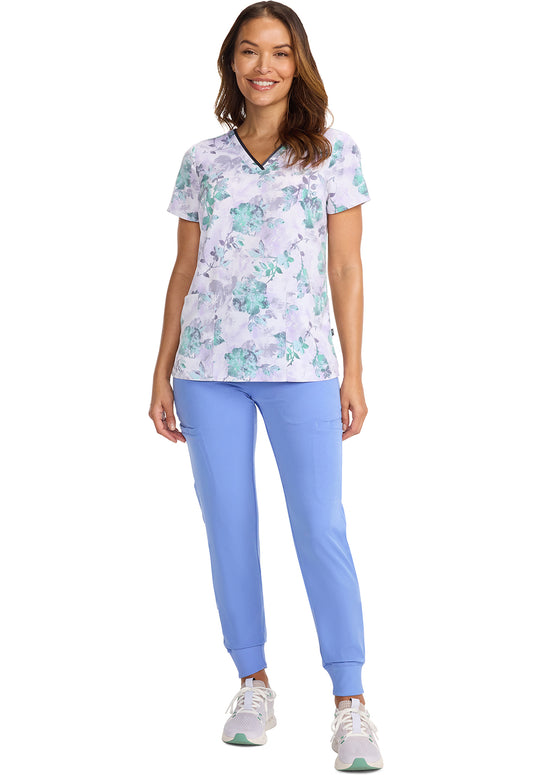 Healing Hands HH Works Quiet Petals Amanda Printed Scrub Top