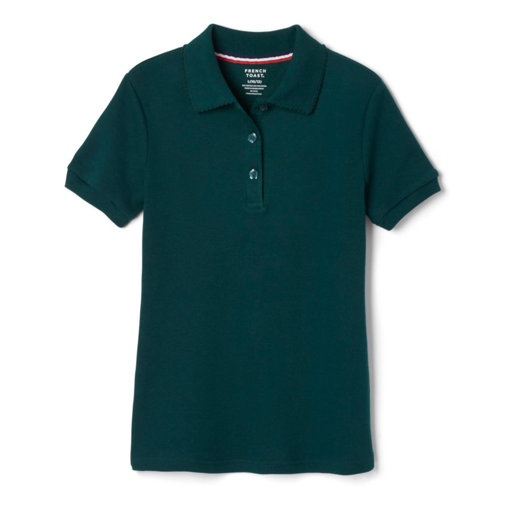French Toast Girls Plus Short Sleeve Interlock Polo with Picot Collar