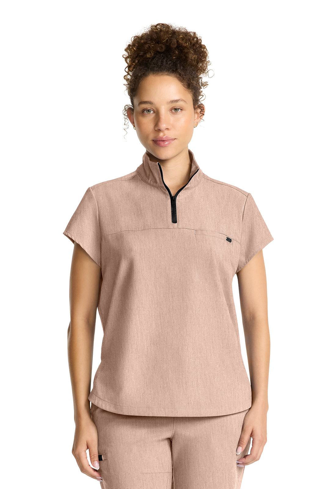 Healing Hands Quest Bella Partial Zip Stand Collar Tuck In Scrub Top
