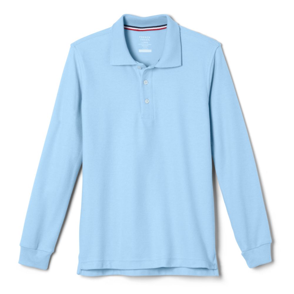 French Toast Boys Husky Long Sleeve Pique Polo with Science and Medicine Logo