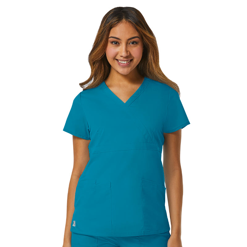 Blusa médica cruzada Maevn EON con cuello alto y blusa médica Empire