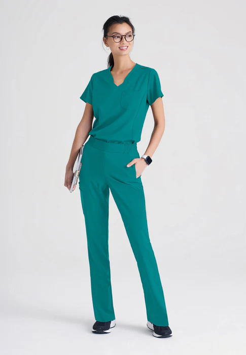 Grey's Anatomy Evolve Stretch Sway 1-Pocket Banded V-Neck Tuck-In Scrub Top