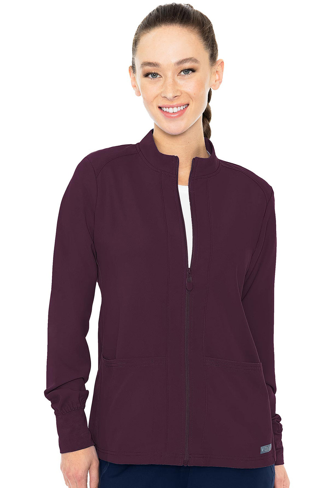 Med Couture Insight Zip Front Warm-Up With Shoulder Yokes Scrub Jacket