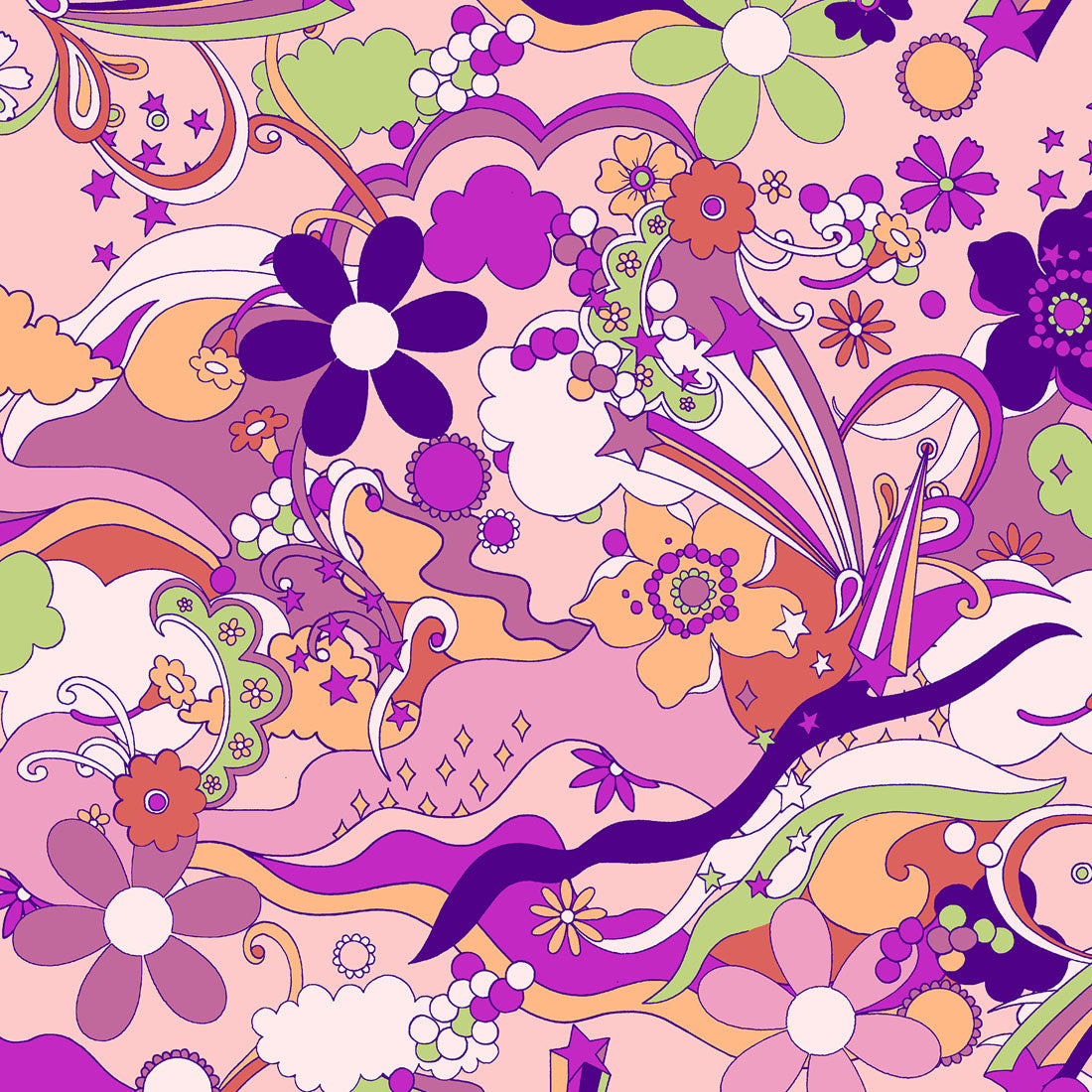 Med Couture Retro Kitch Printed V-Neck Scrub Top