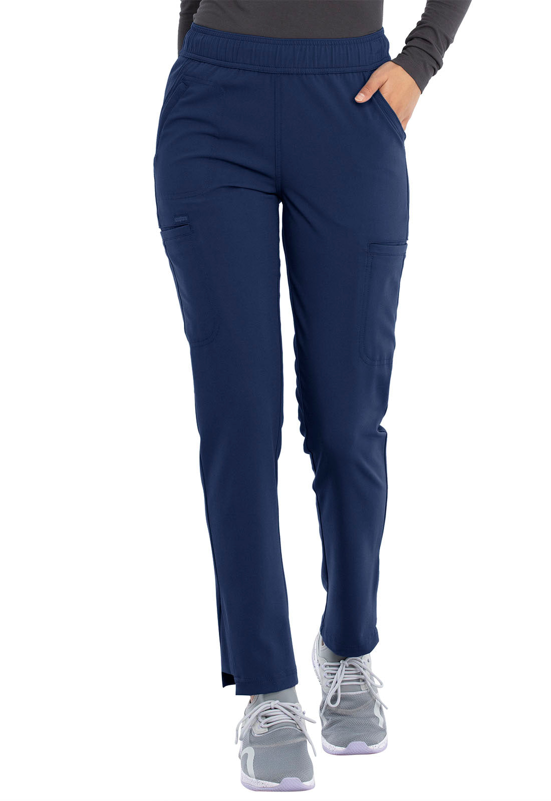Pantalones médicos de tiro medio con pernera cónica y cordón de ajuste Cherokee Euphoria en oferta
