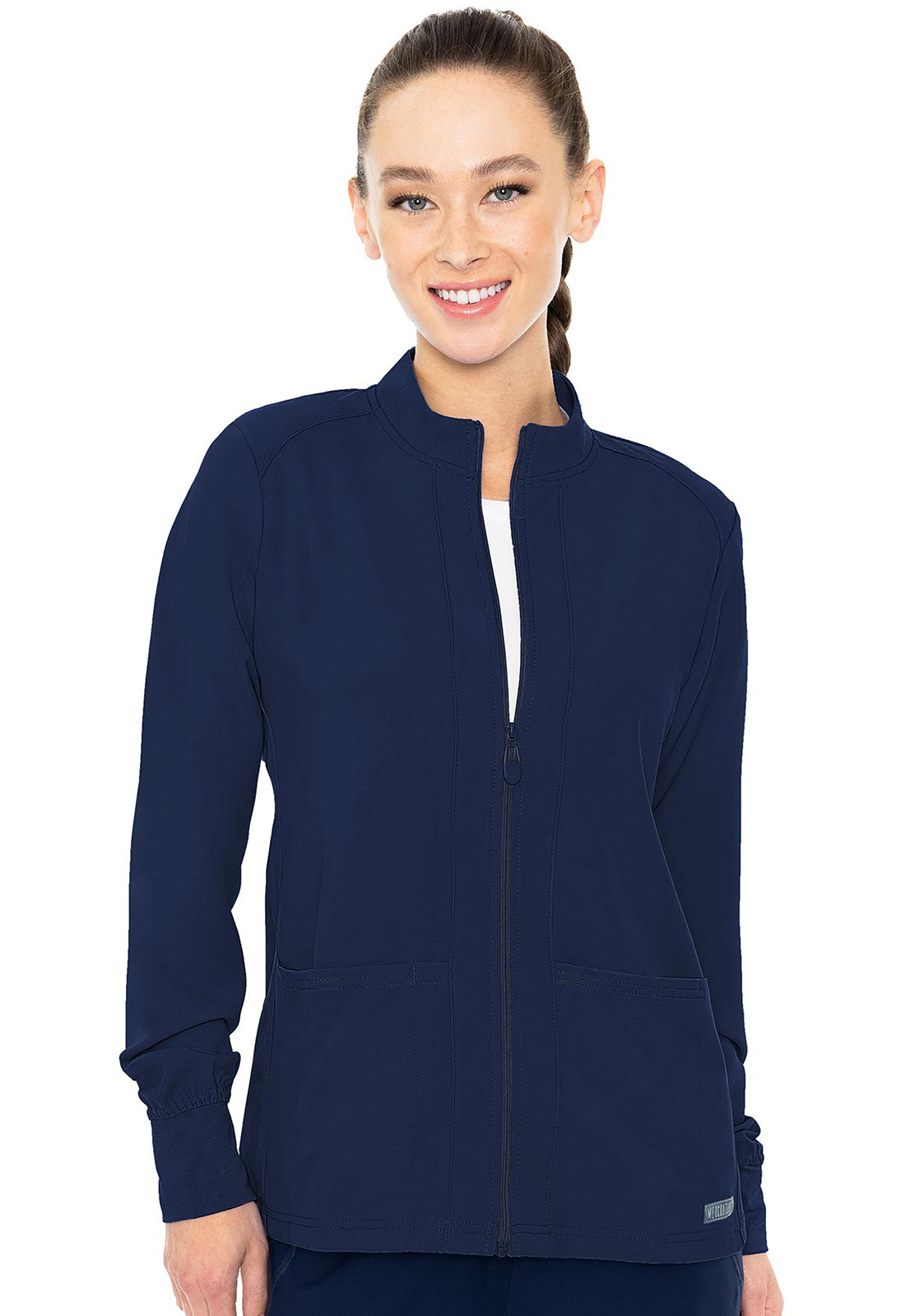 Med Couture Insight Zip Front Warm-Up With Shoulder Yokes Scrub Jacket