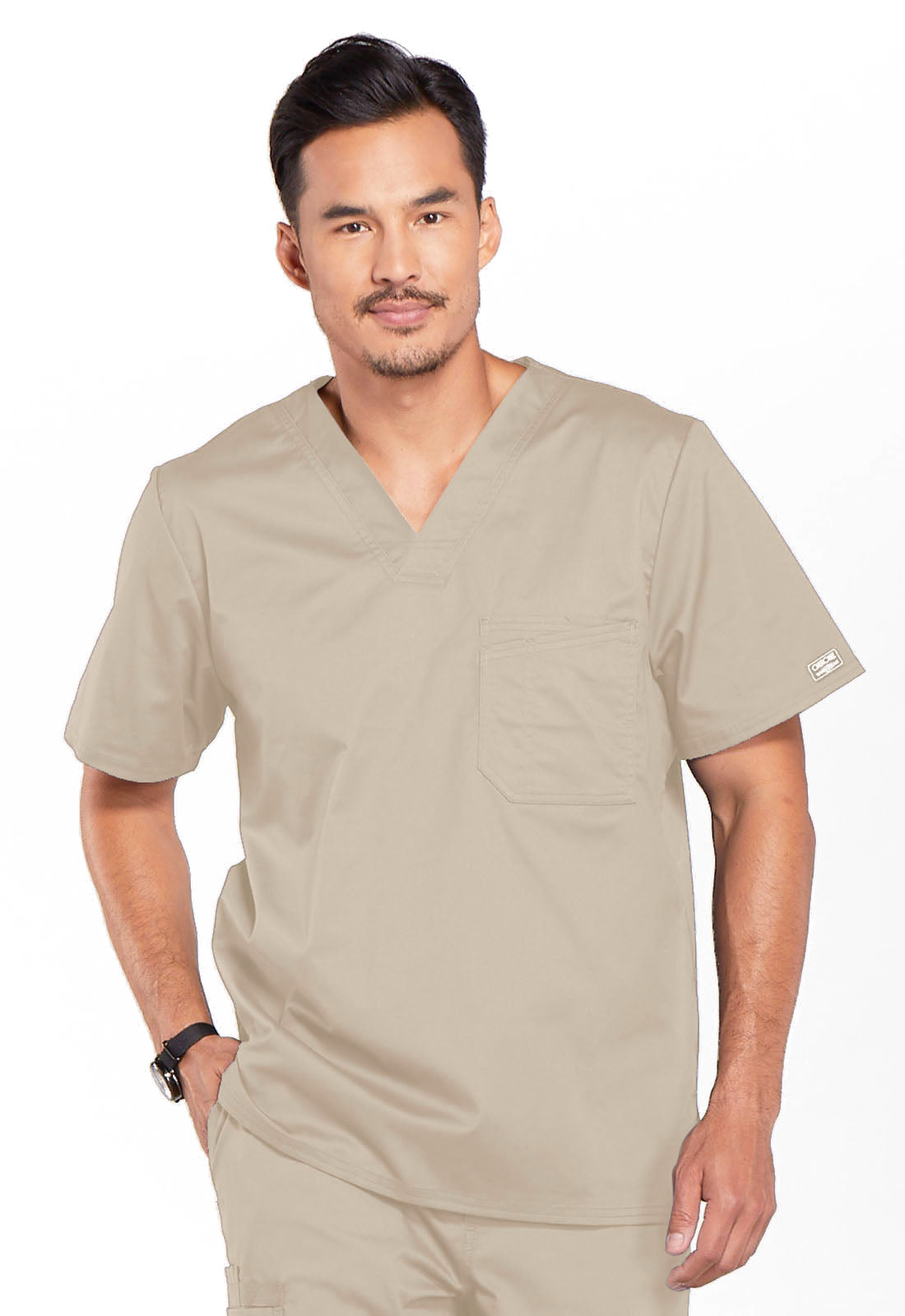 Haut de travail Cherokee Workwear Core Stretch pour homme, col en V, une poche, à rentrer dans le pantalon