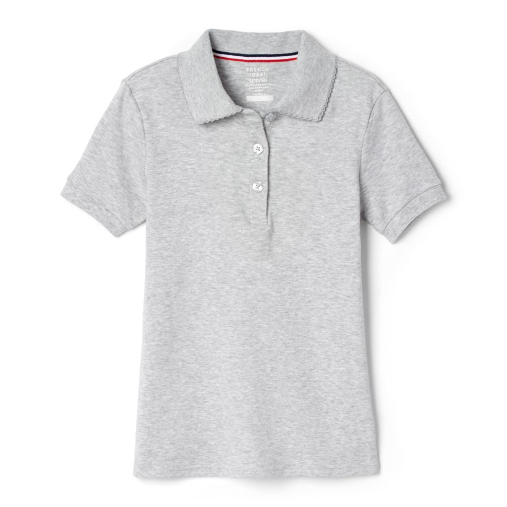 French Toast Girls Heather Grey Short Sleeve Polo with Lenox Academy Logo