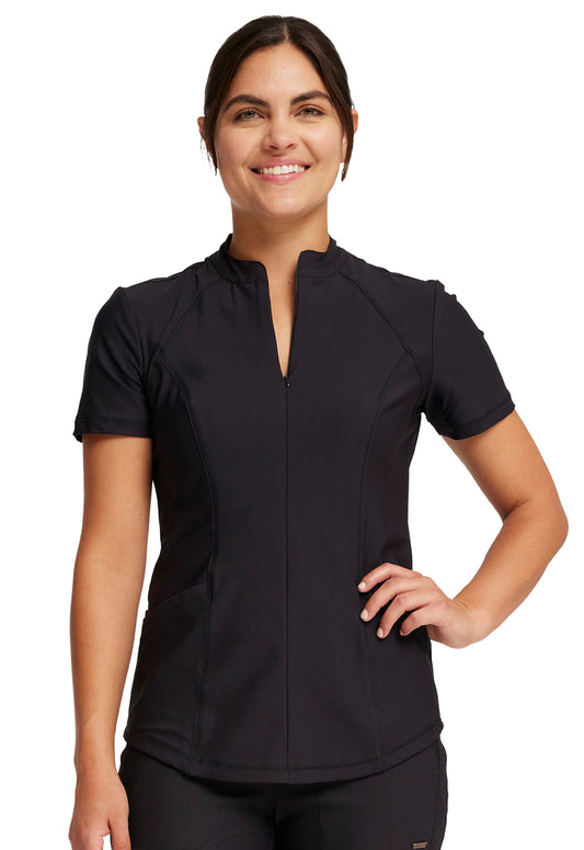 Cherokee Form Partial Zip Front Scrub Top