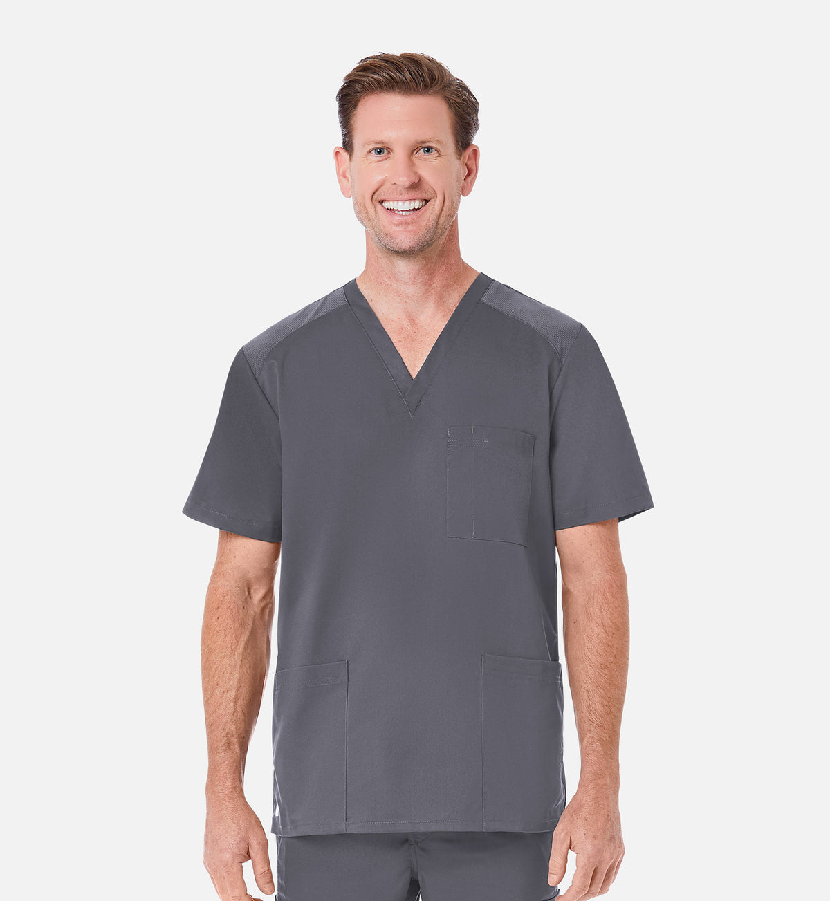 Maevn EON Mens Mesh Panel 3-Pocket V-Neck Scrub Top