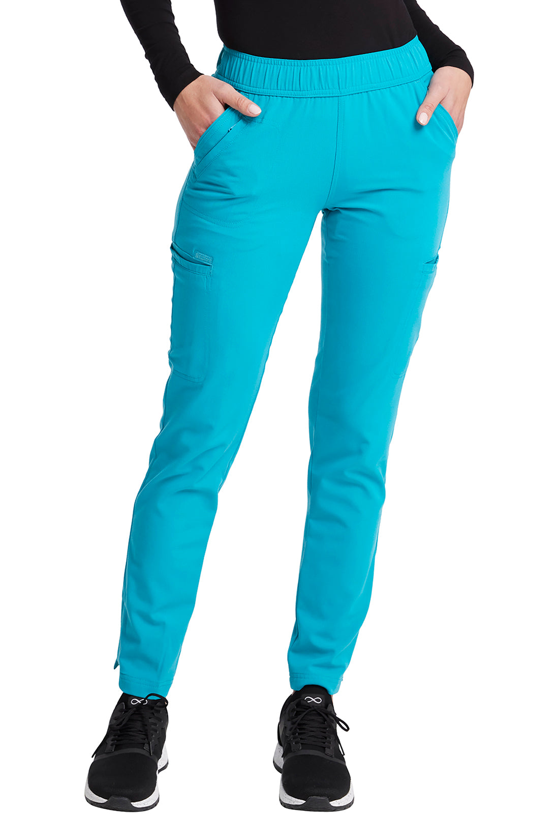 Pantalones médicos de tiro medio con pernera cónica y cordón de ajuste Cherokee Euphoria en oferta