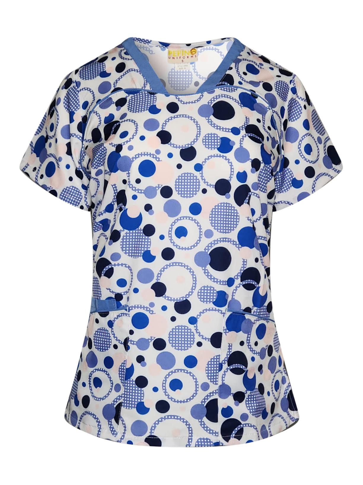 Haut d'uniforme Pepino à col en V et imprimé à pois