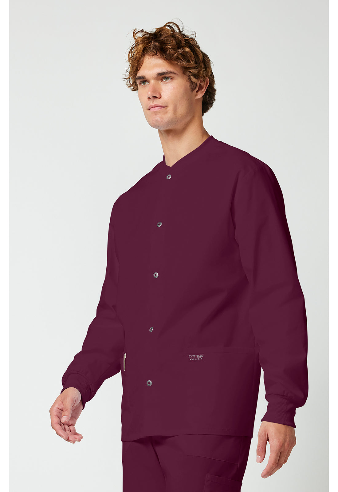 Cherokee Workwear Professionals Mens Snap Front Scrub Jacket