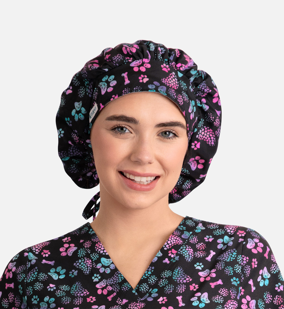Maevn Unisex Printed Bouffant Scrub Cap