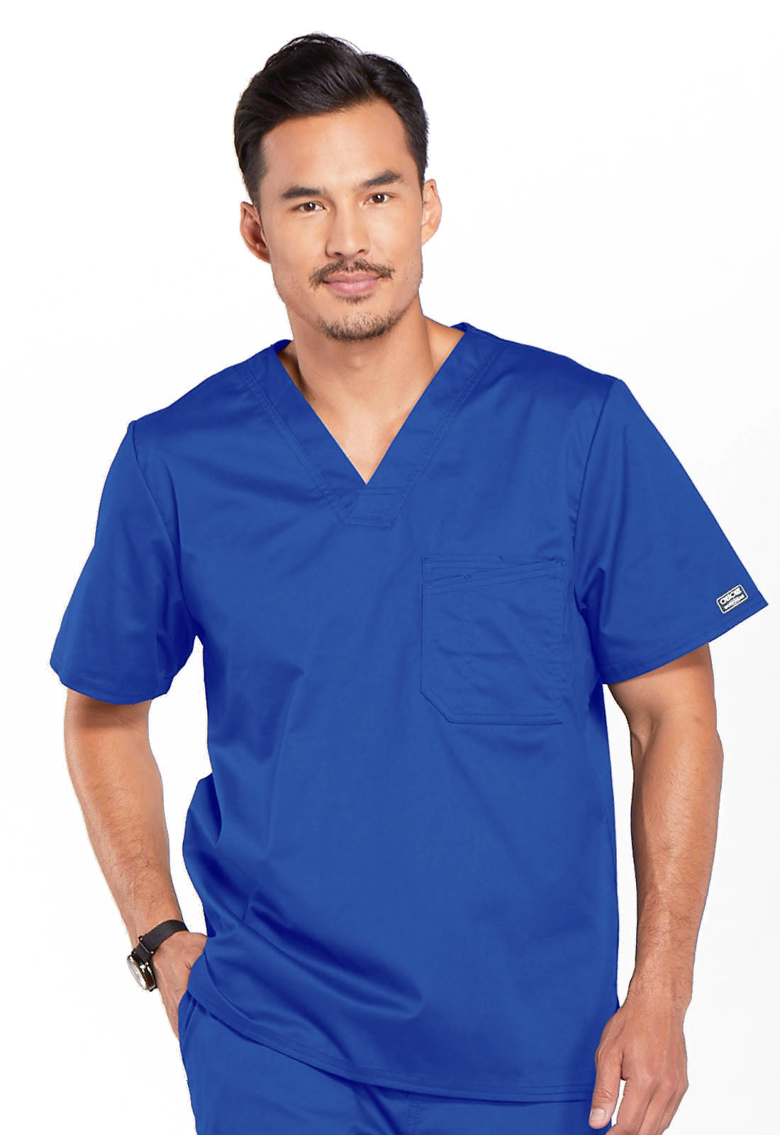 Haut de travail Cherokee Workwear Core Stretch pour homme, col en V, une poche, à rentrer dans le pantalon