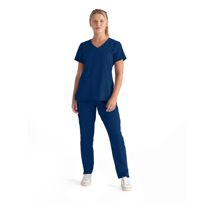 Blusa médica con cuello en V curvo Serena de licra elástica de Grey's Anatomy