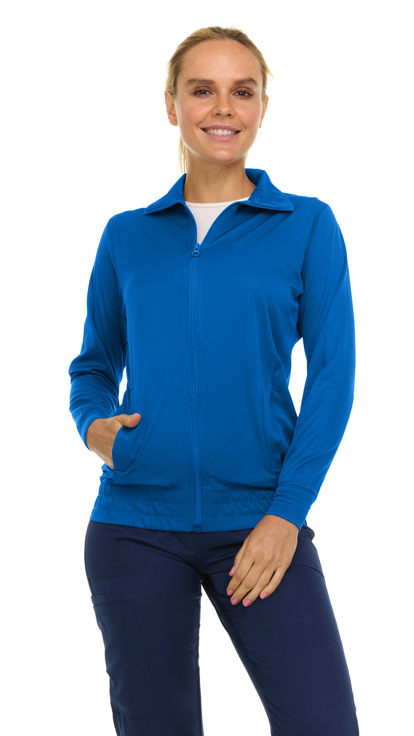 Medichic Flo Zip Front Warm Up Scrub Jacket