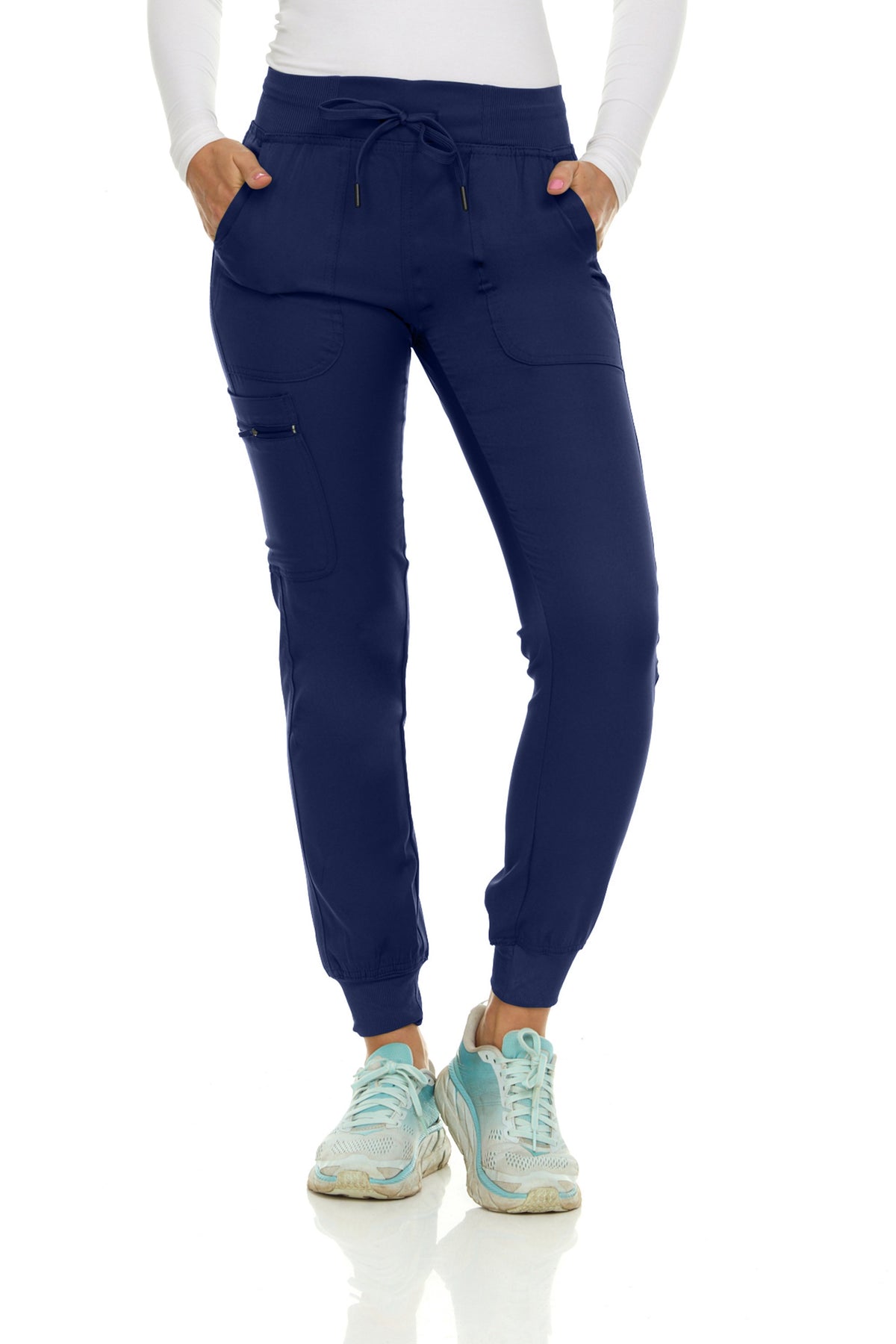 Medichic Julia Knit Waistband Zipper Cargo Scrub Jogger Pants