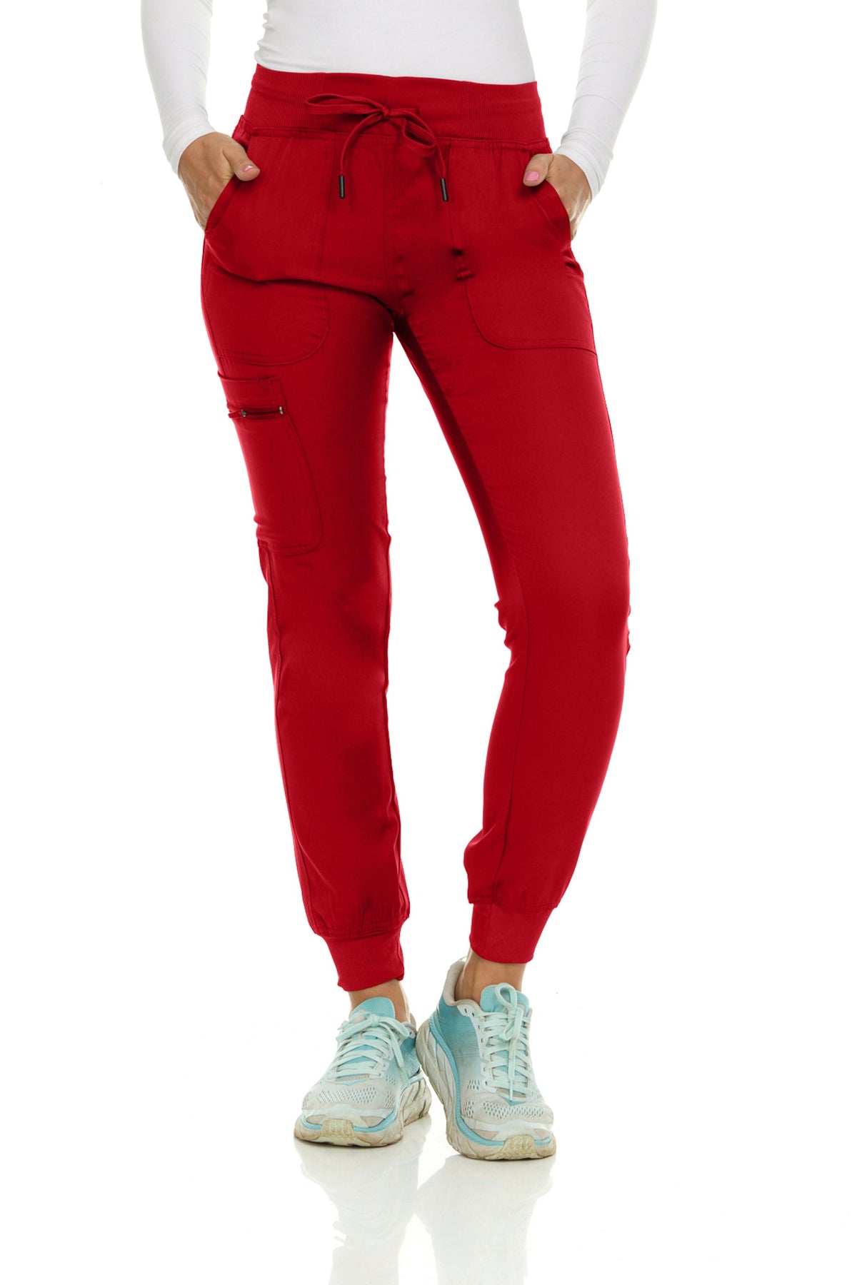 Medichic Julia Knit Waistband Zipper Cargo Scrub Jogger Pants