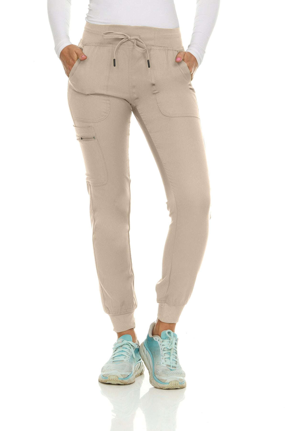 Medichic Julia Knit Waistband Zipper Cargo Scrub Jogger Pants