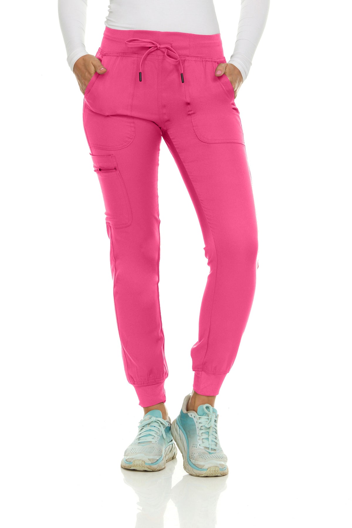 Medichic Julia Knit Waistband Zipper Cargo Scrub Jogger Pants
