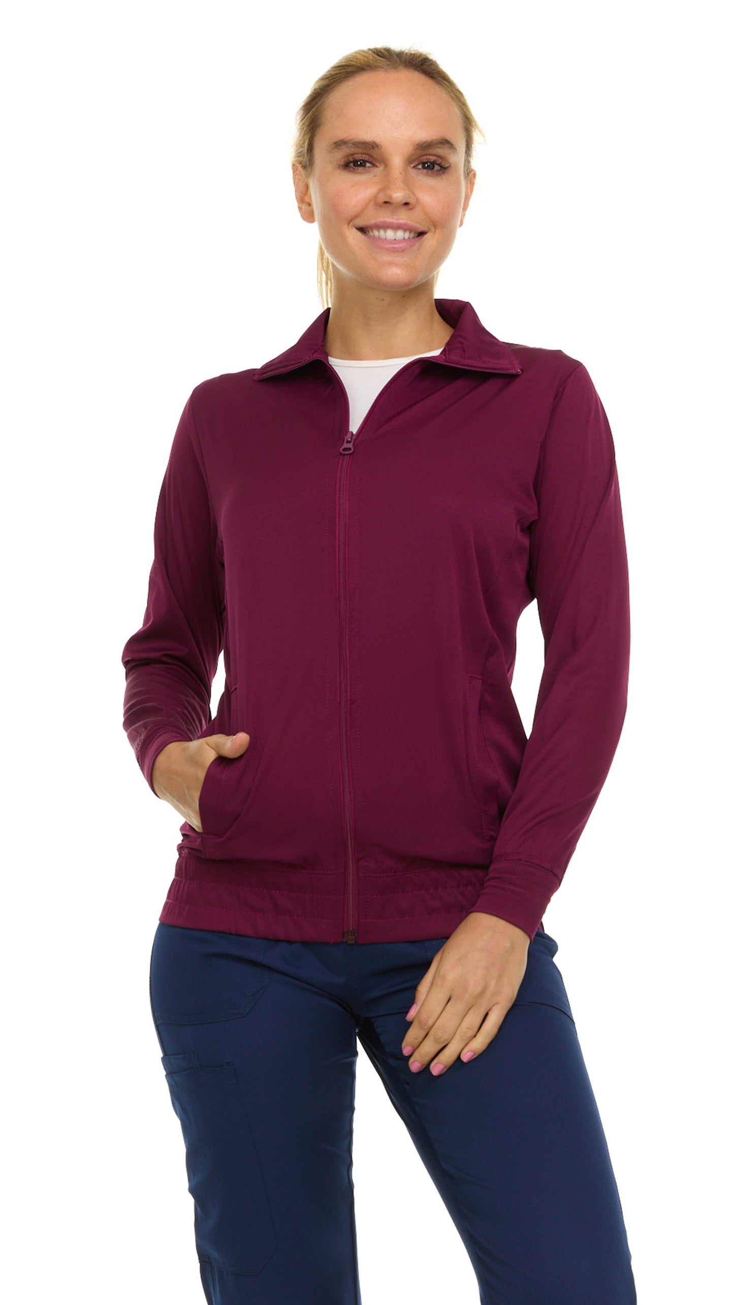 Medichic Flo Zip Front Warm Up Scrub Jacket