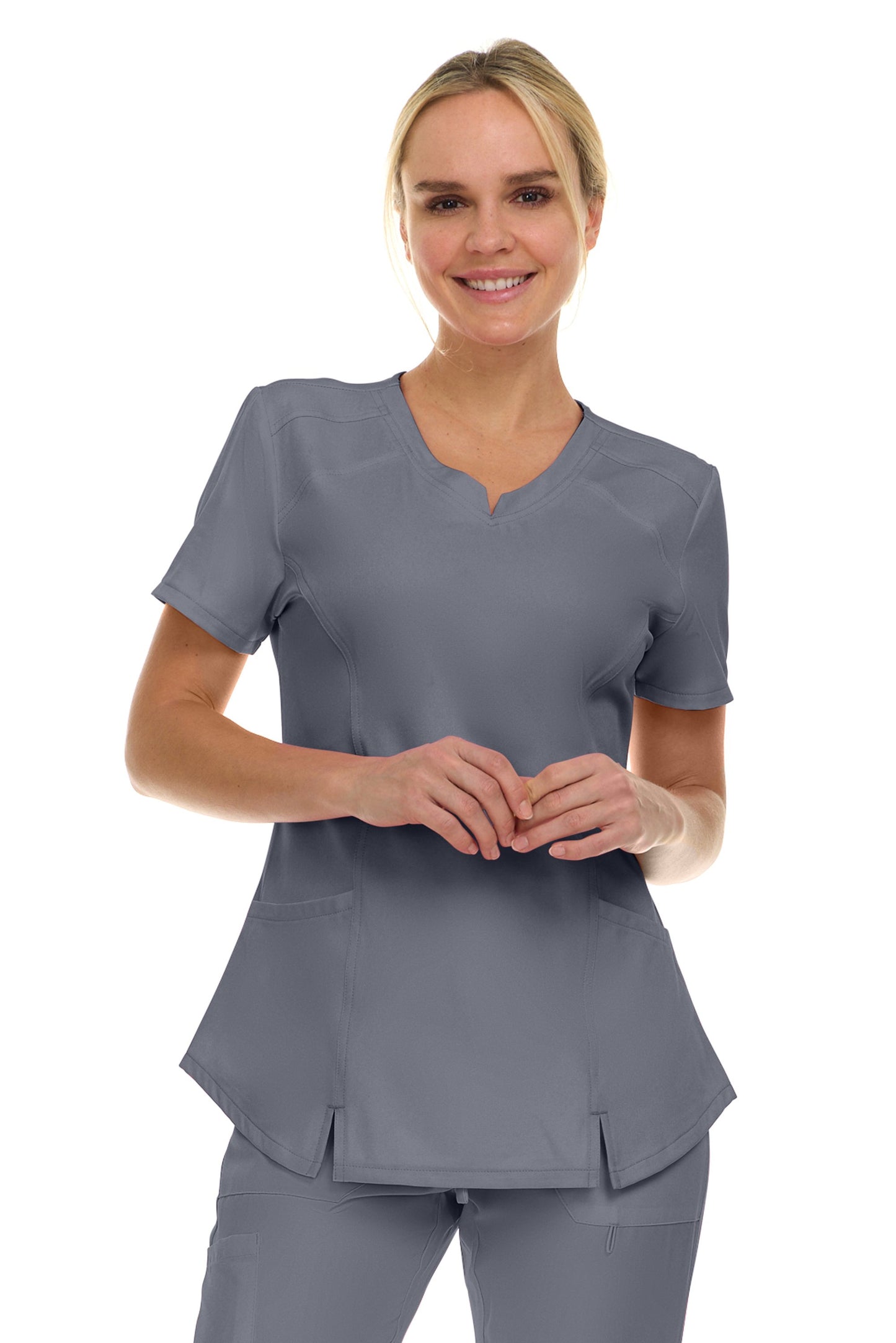 Blusa médica Medicicic Holly Notch de dos bolsillos y cuello en V