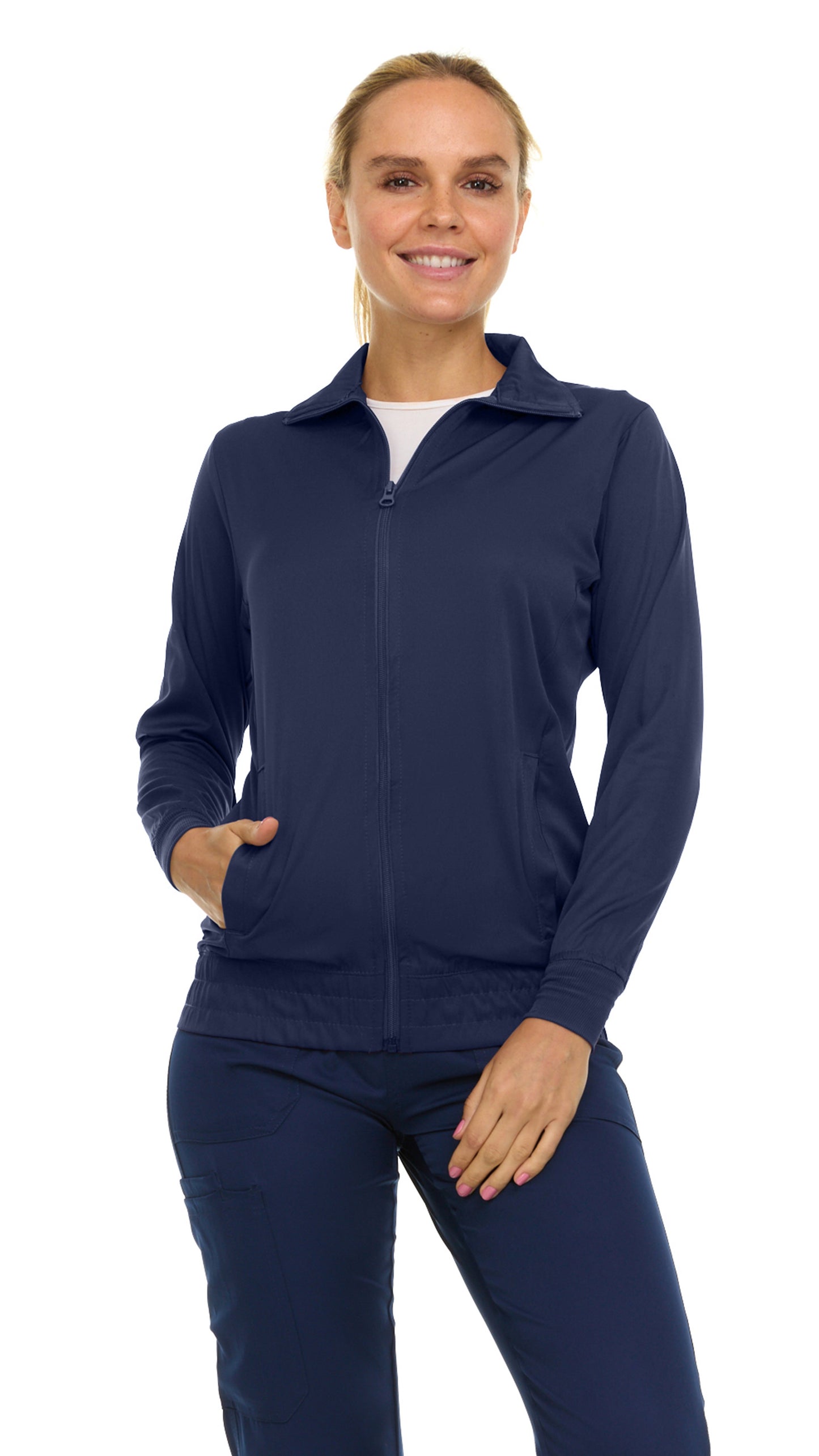 Medichic Flo Zip Front Warm Up Scrub Jacket